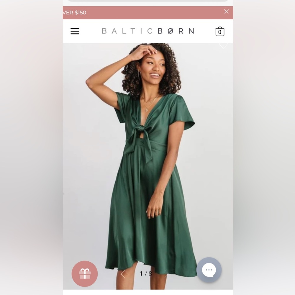 Baltic Born Satin Green Midi Dress